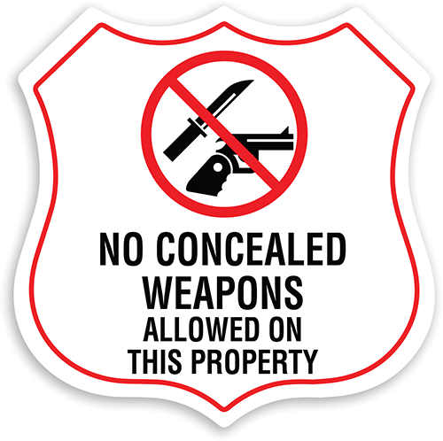 No Concealed Weapons Allowed on Property Sign