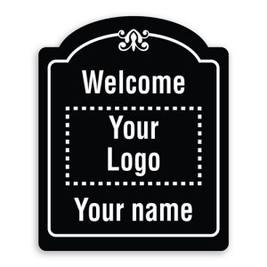 Welcome Custom Oblong Sign with Border and Decoration