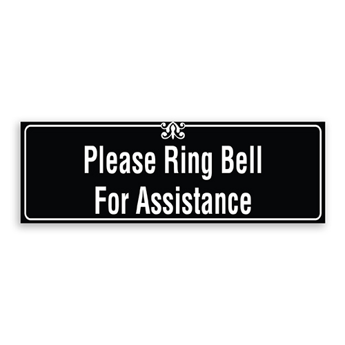 PLEASE RING BELL FOR ASSISTANCE Sign Black Small 