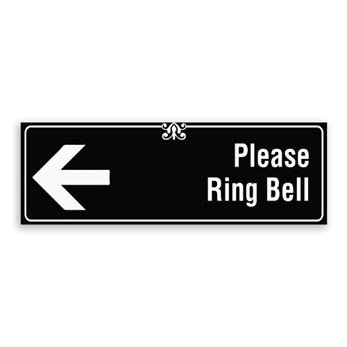 Please Ring Bell with Left Arrow Sign Plaque 5 Sizes 30 Colours UV Rated Door 
