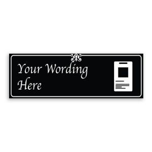 Custom Small Black Sign with Pass Logo, Fancy Font, Border and Decoration