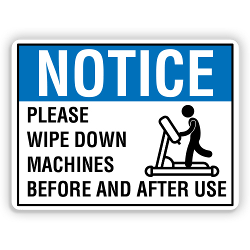 Machinery PLEASE WIPE DOWN EQUIPMENT SIGN Shop Vinyl Square Sticker Gym 