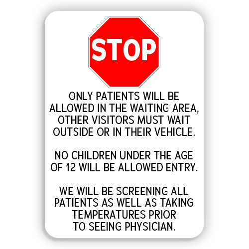 Only Patients Allowed In Waiting Area American Sign Company 