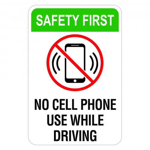 No Cell Phones While Driving Full Color Vinyl Safety Banner Sign-3x9 