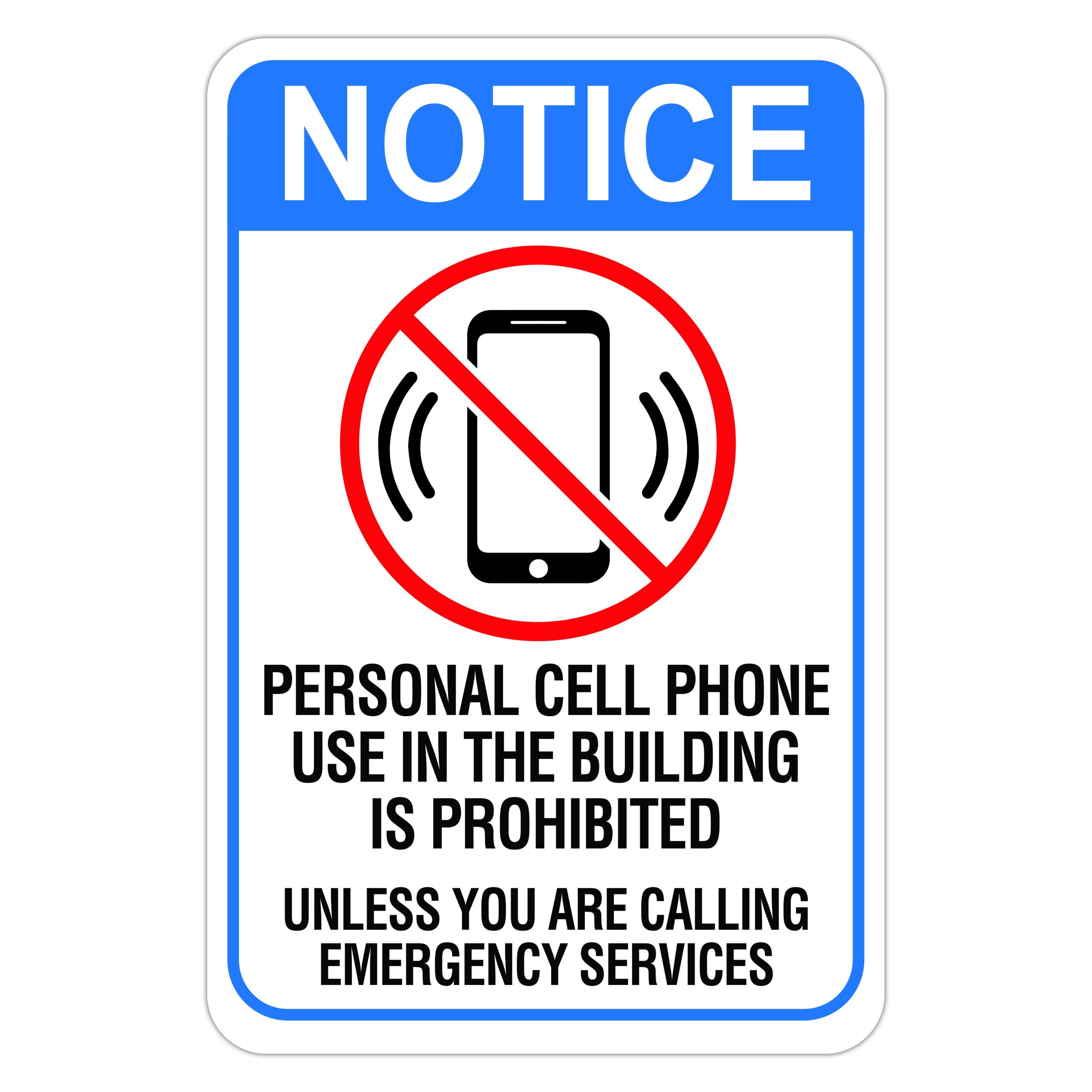 12x18 No Cell Phones at Counter Print Large Picture Notice Business Office Employee Work Sign Aluminum Metal 6 Pack 