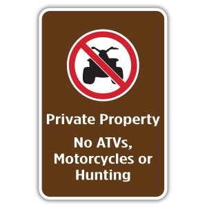 No ATVs Allowed Property Warning Sign Aluminum 9"x12" No ATV Metal Sign 