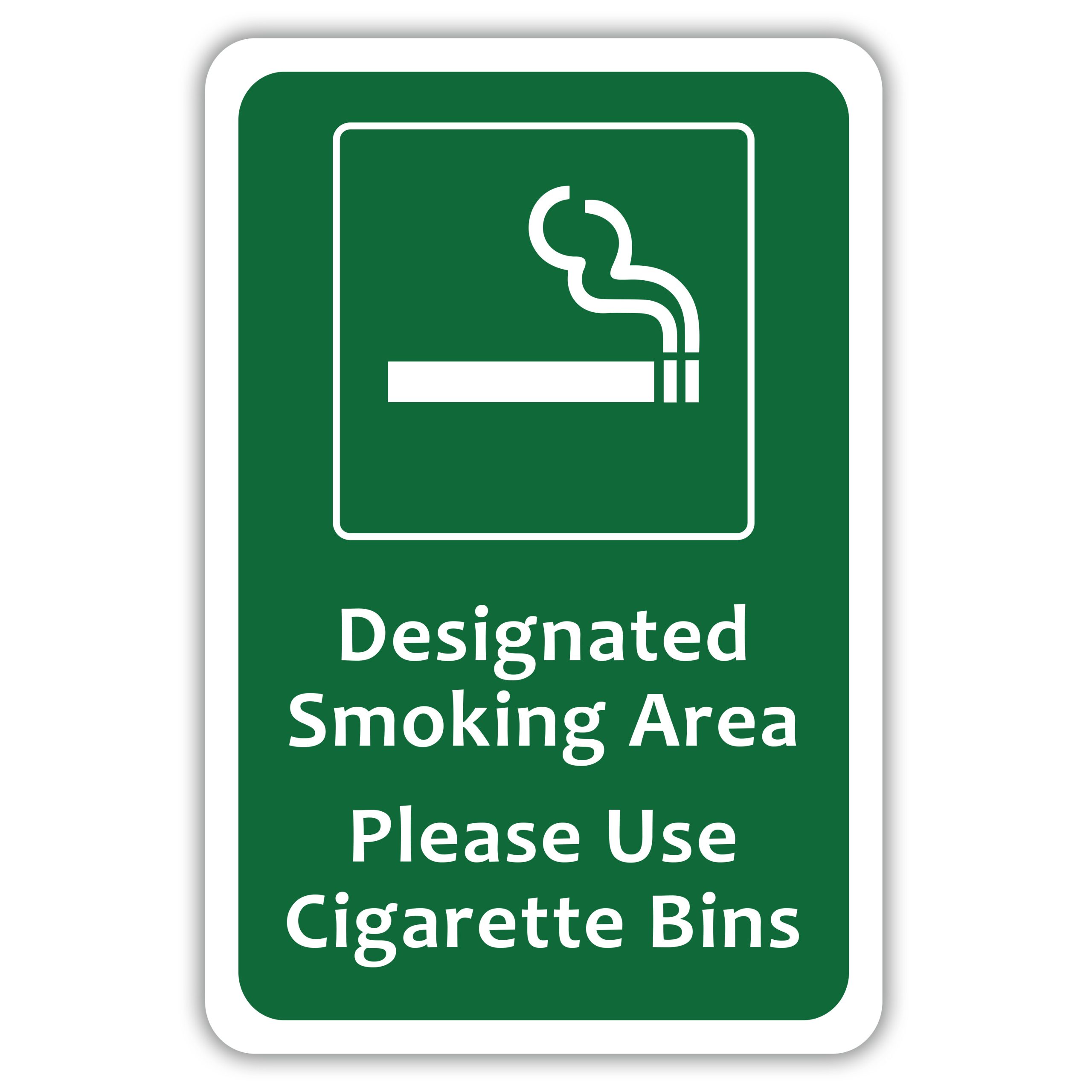 DESIGNATED SMOKING AREA PLEASE USE CIGARETTE BINS - American Sign Company