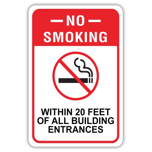 No Smoking Within 20 Feet Of Building Sign
